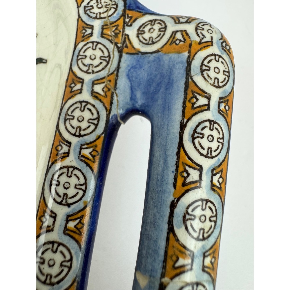 Antique Gien French Faience Renaissance Tray 1870s Handled Platter - As Is - Picture 6 of 11